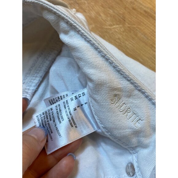 Y2K American Eagle Outfitters Super Super Stretch White Distressed Denim Shortie - Picture 7 of 8